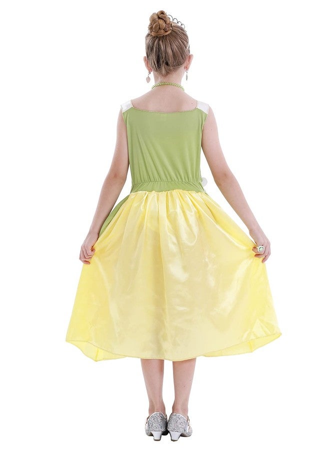 WonderBabe Green Fairy Tale Princess Dress Fancy Birthday Party Dresses Halloween Christmas Party Dress up Role Play Dresses Luxury Outfit Green Size 5T 6T Age 5-6 Years - Image 3